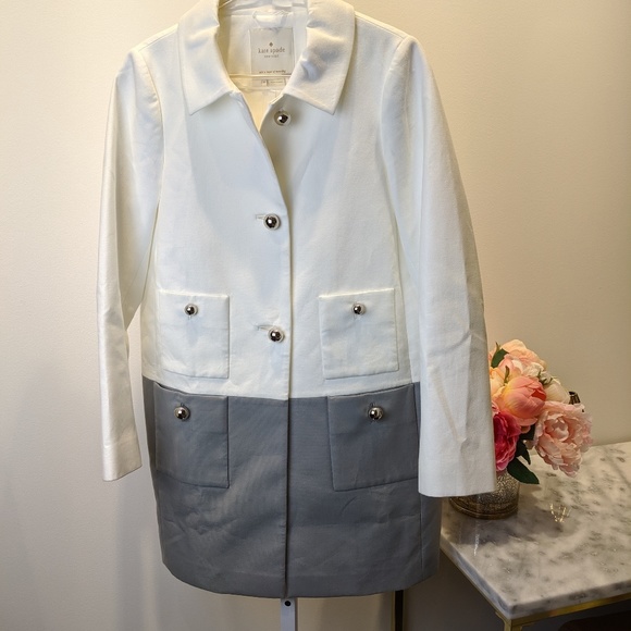 (Sold) Kate Spade NWT White & Gray Pea Coat - Picture 5 of 7